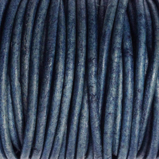NATURAL BLUE 2mm Round Leather Cord