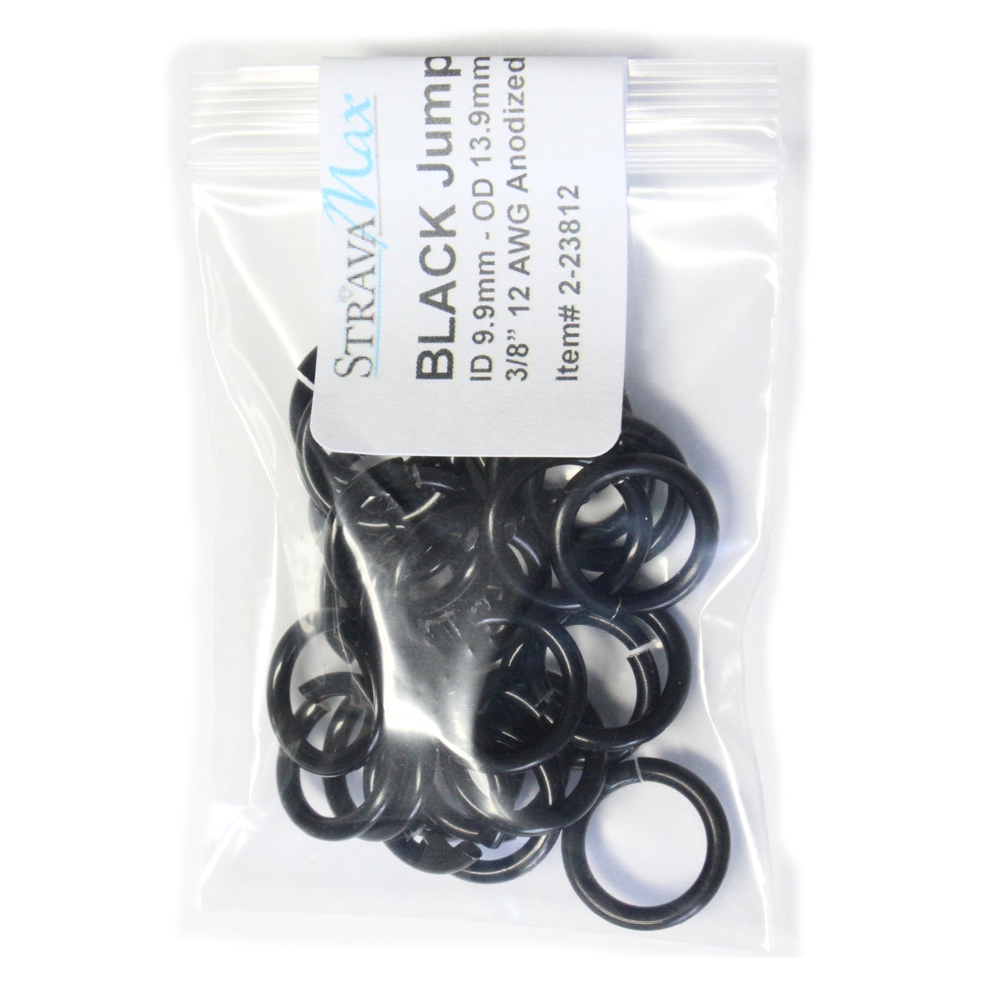 25 Pack - 10mm SHINY BLACK Aluminum Jump Rings
