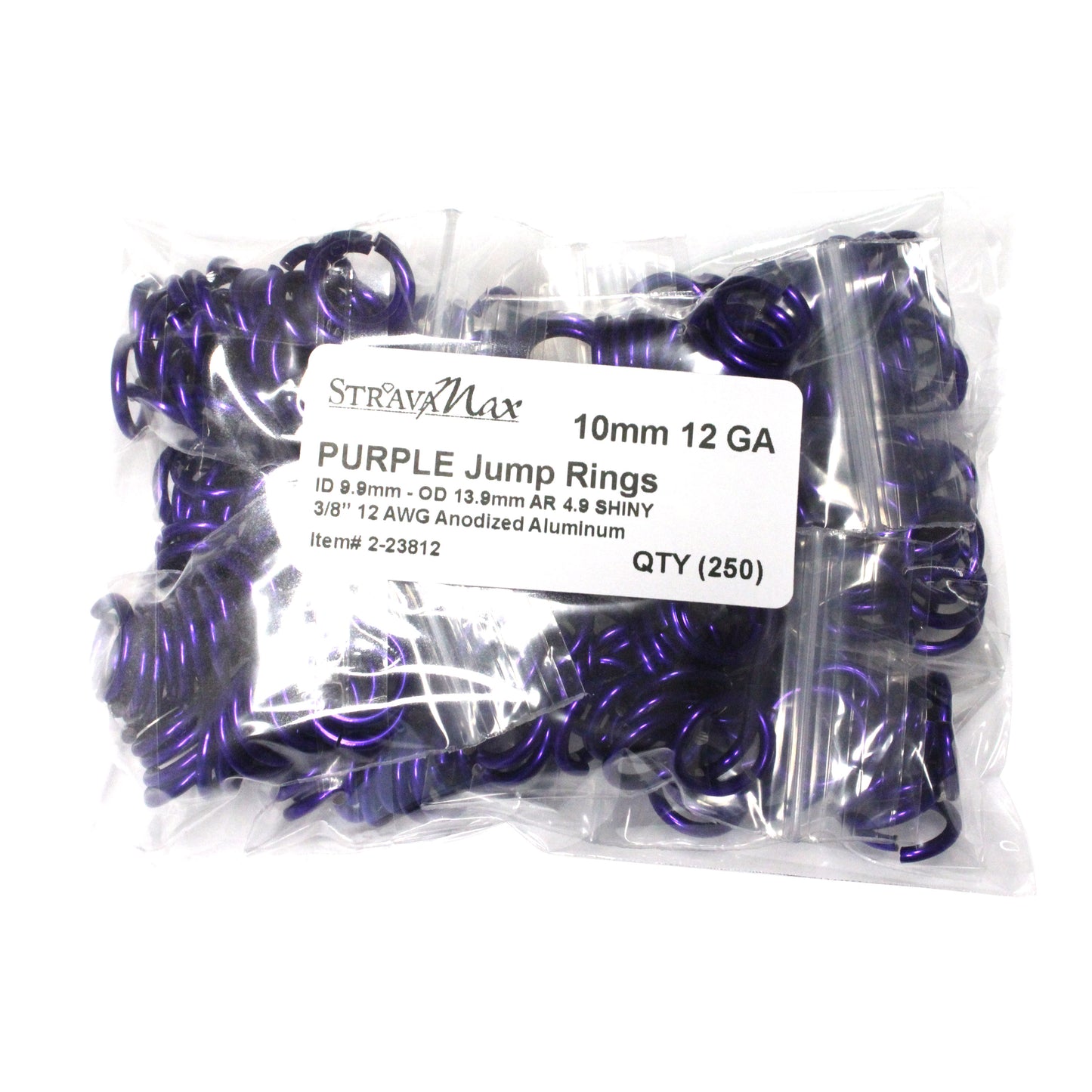 SHINY PURPLE 10mm 12 GA Jump Rings - 250 Pack