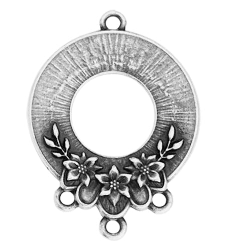 TierraCast Large Blossom Pendant 3 to 1 Link / 34 x 25mm / pewter with antique silver finish