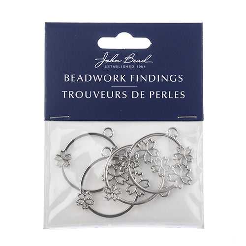 33 × 36 mm Silver Floral Circle Pendant – Pack of 4