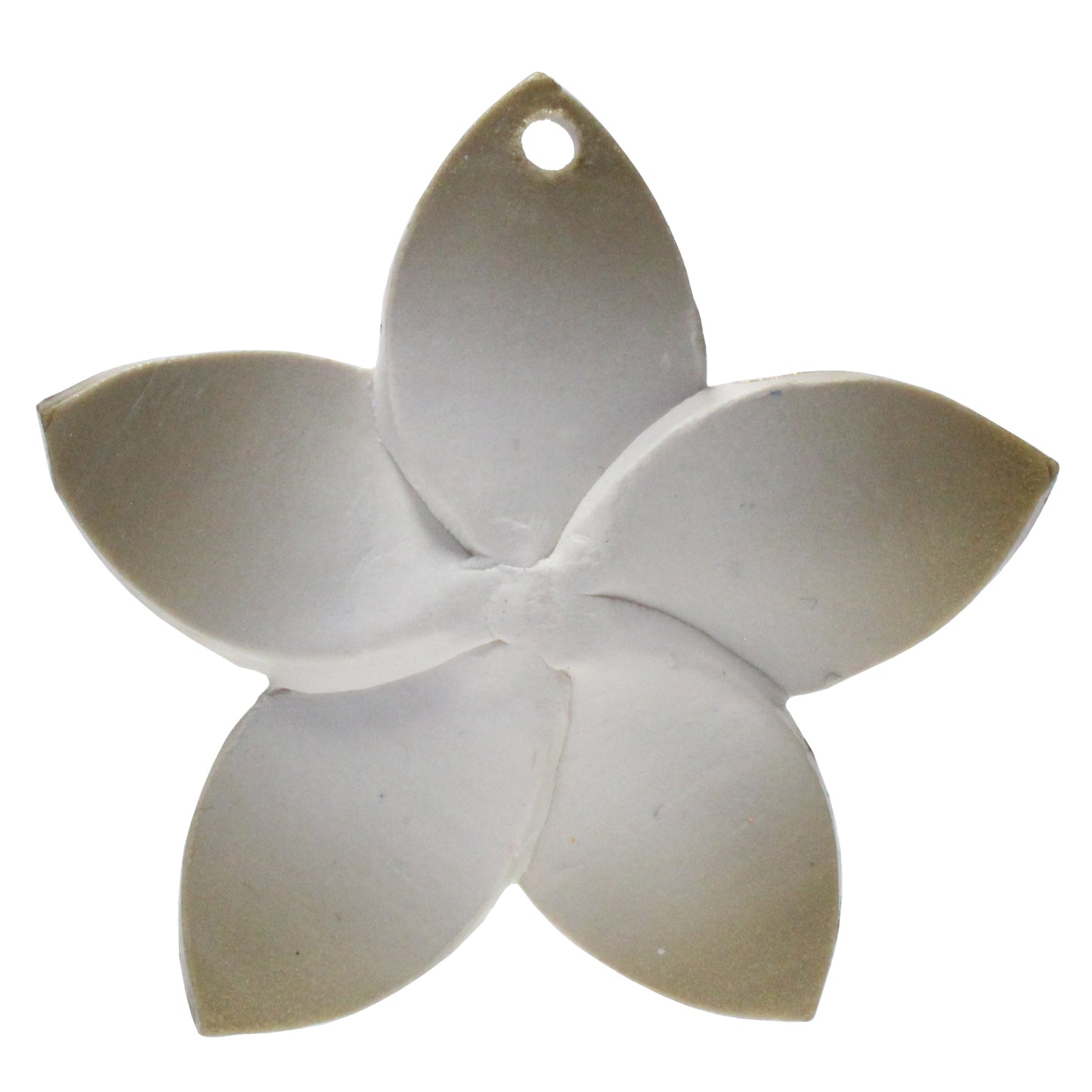 Large Plumeria Flower Charm / white with gold trim / handmade polymer clay / 50mm diameter