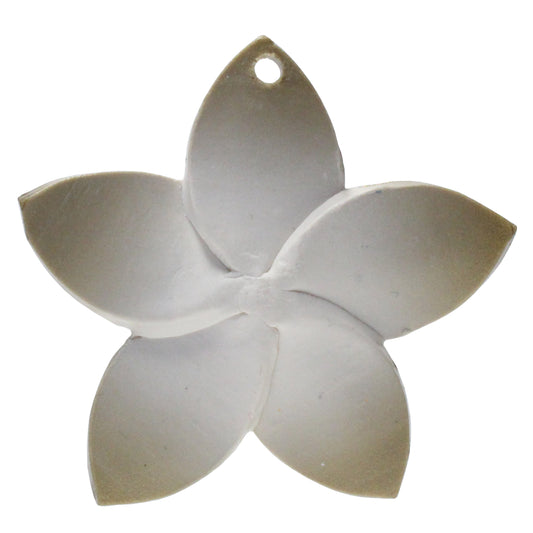 Large Plumeria Flower Charm / white with gold trim / handmade polymer clay / 50mm diameter