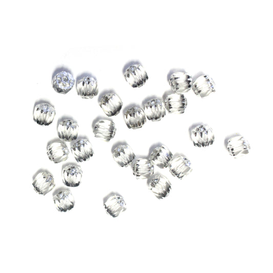6mm Clear Crystal Lantern Beads / Silver Coated Ends / 25 Bead Pack