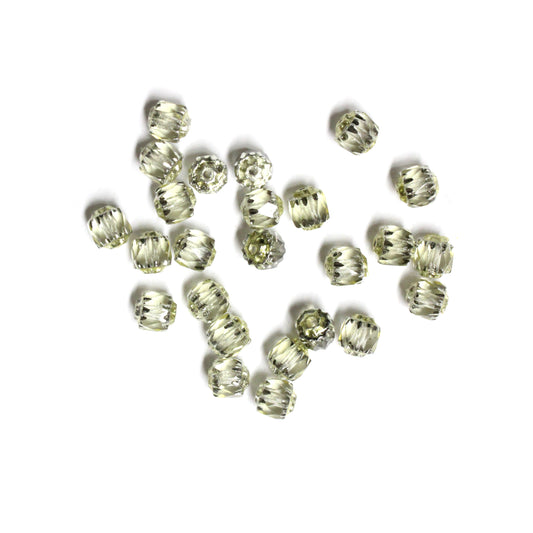 6mm Jonquil Yellow Lantern Beads / Silver Coated Ends / 25 Bead Pack