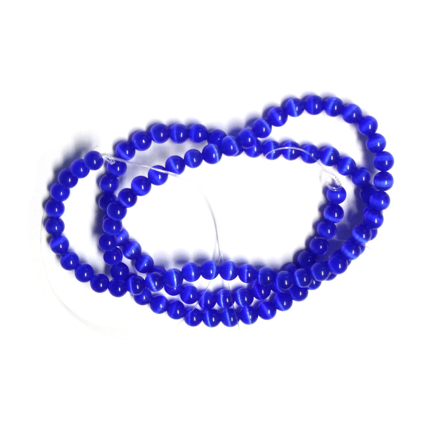 DARK BLUE 4mm Round Fiber Optic Beads / 16 Inch Strand / special effect cat's eye jewelry beads