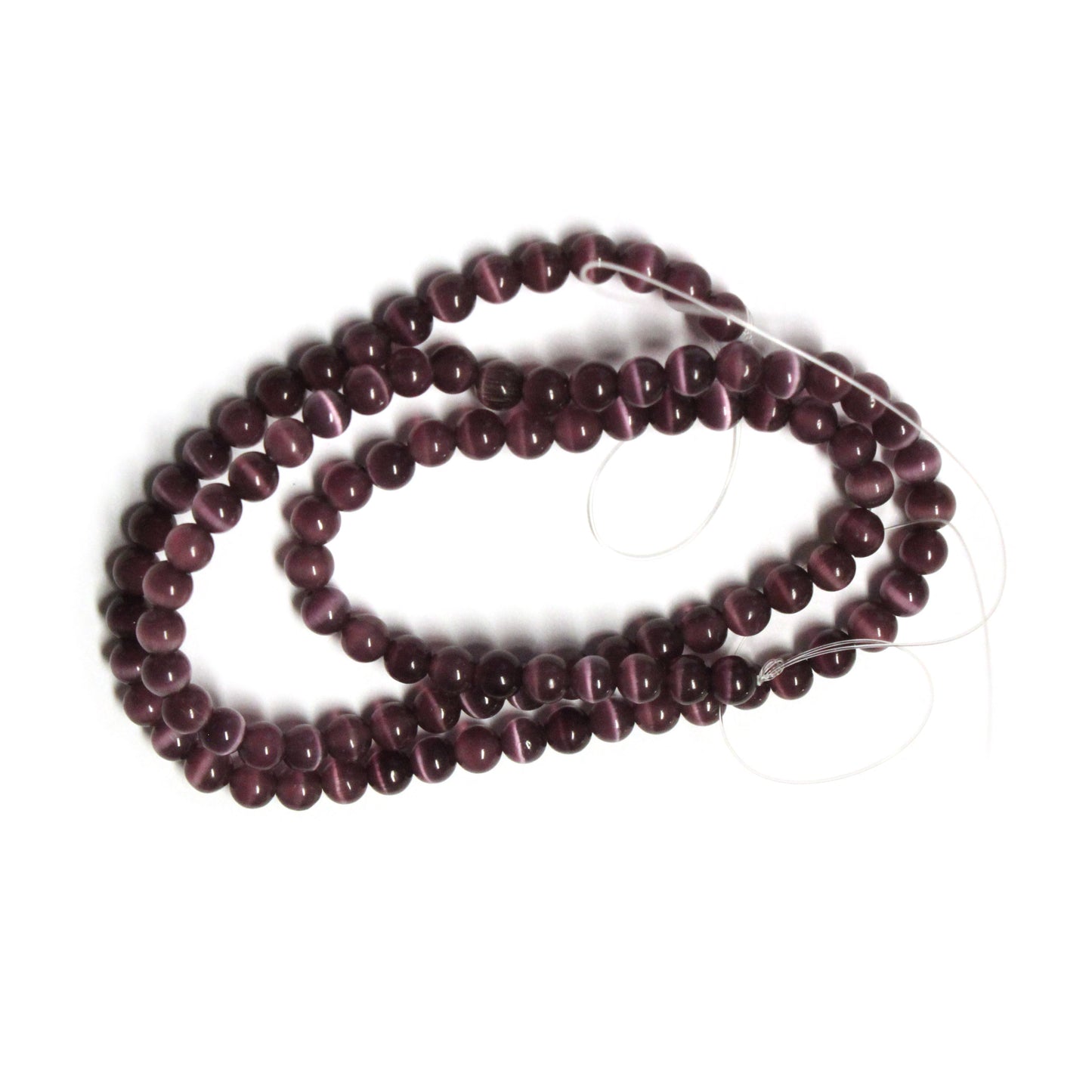 DARK PURPLE 4mm Round Fiber Optic Beads / 16 Inch Strand / special effect cat's eye jewelry beads
