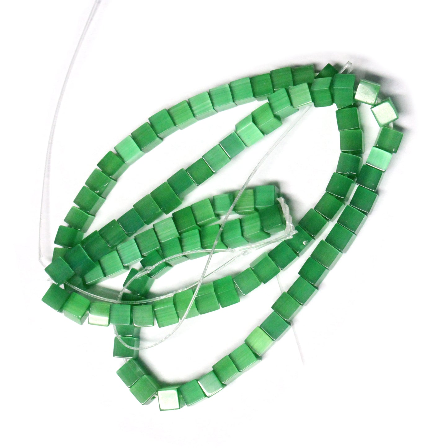 DARK GREEN 4mm Cube Fiber Optic Beads / 16 Inch Strand / special effect jewelry beads