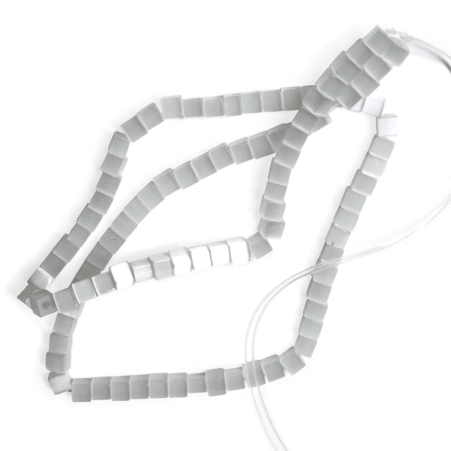 WHITE 4mm Cube Fiber Optic Beads / 16 Inch Strand / special effect jewelry beads