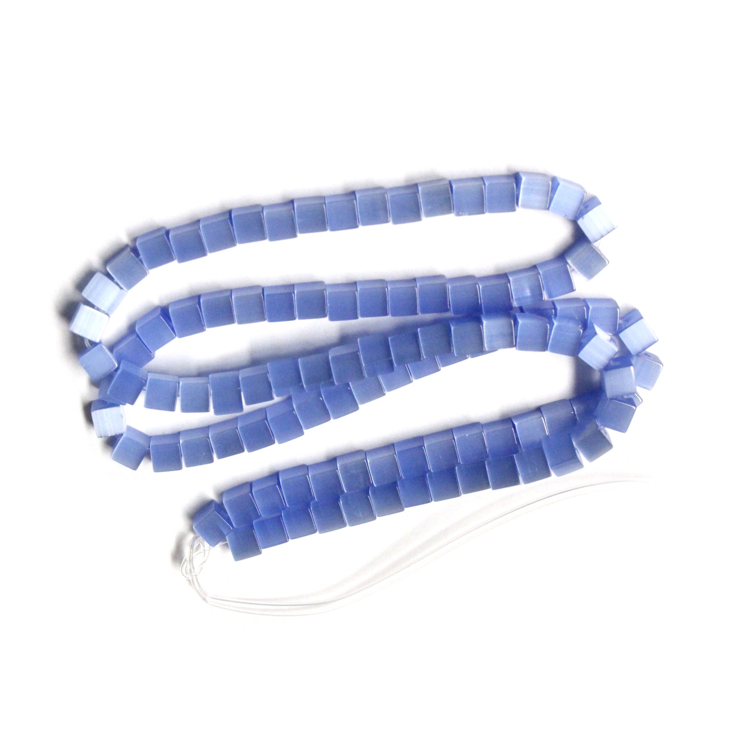 LIGHT BLUE 4mm Cube Fiber Optic Beads / 16 Inch Strand / special effect jewelry beads
