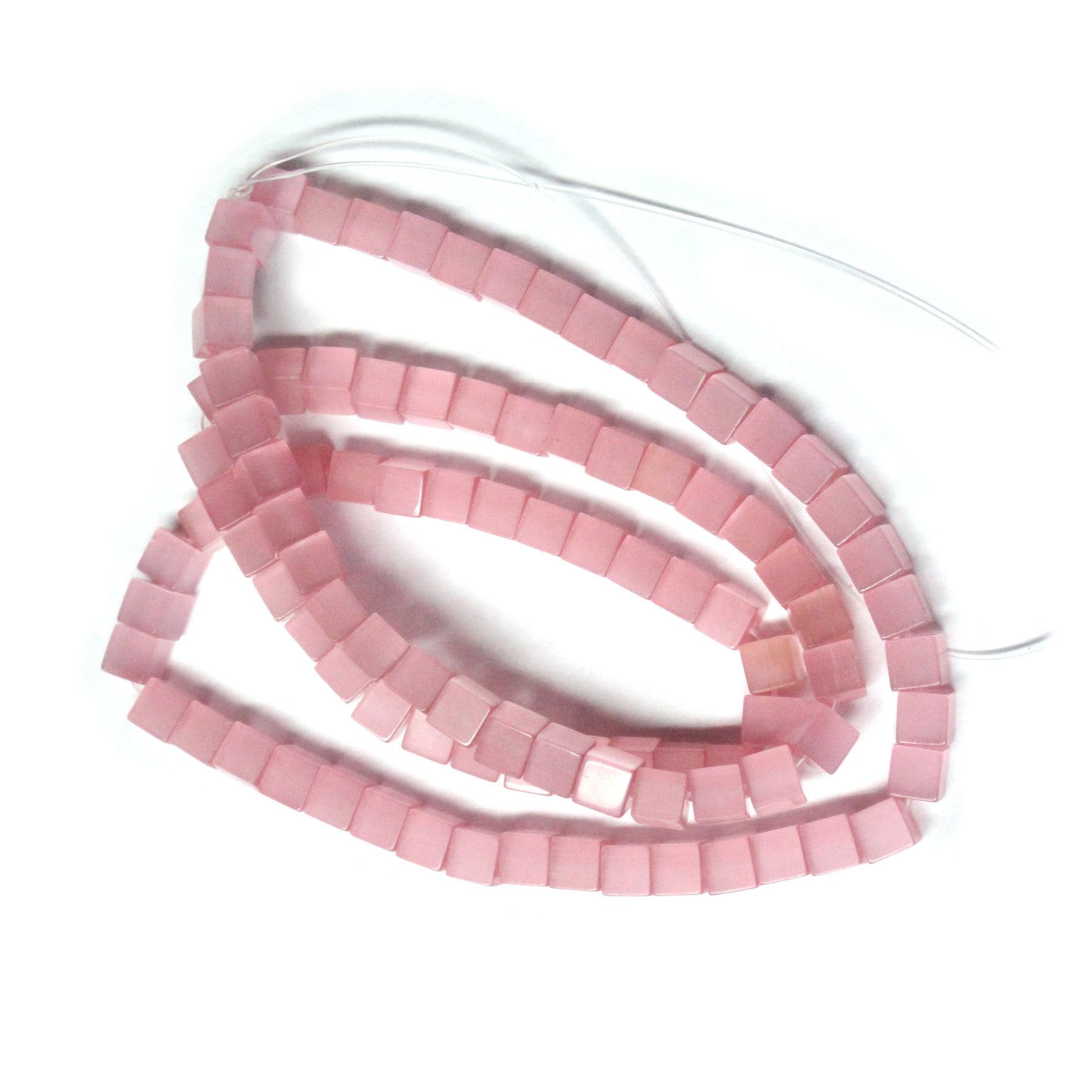 LIGHT PINK 4mm Cube Fiber Optic Beads / 16 Inch Strand / special effect jewelry beads