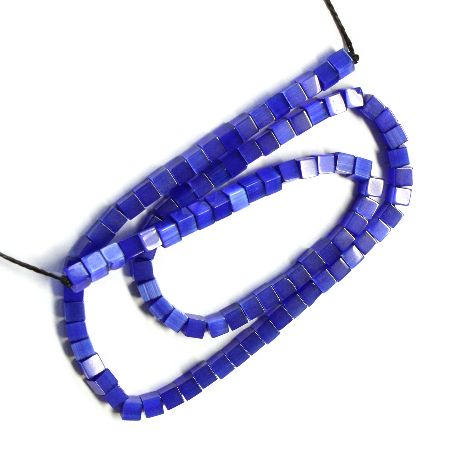 DARK BLUE 4mm Cube Fiber Optic Beads / 16 Inch Strand / special effect jewelry beads