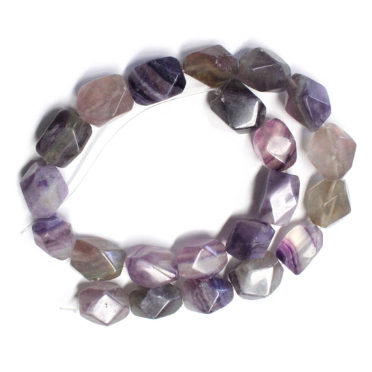 Purple Fluorite Irregular Faceted Large Nugget Beads / 22 Bead Strand / smooth polished beads