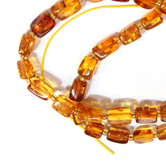 Baltic Amber Rectangular Nugget Beads / irregular 10x6mm natural / 15" Strand