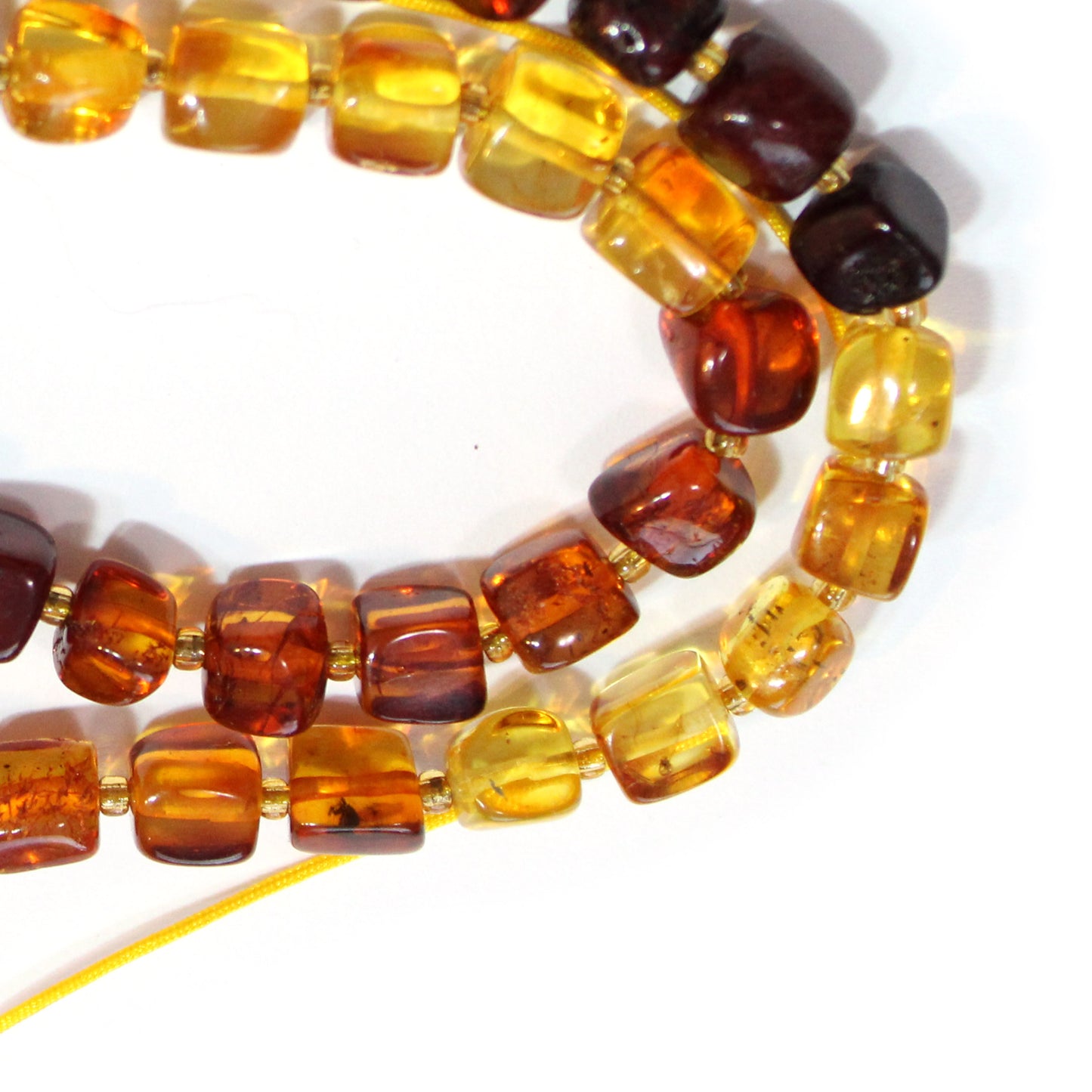 Baltic Amber Cube Beads / 6mm gradient-colored irregular natural / 15" Strand