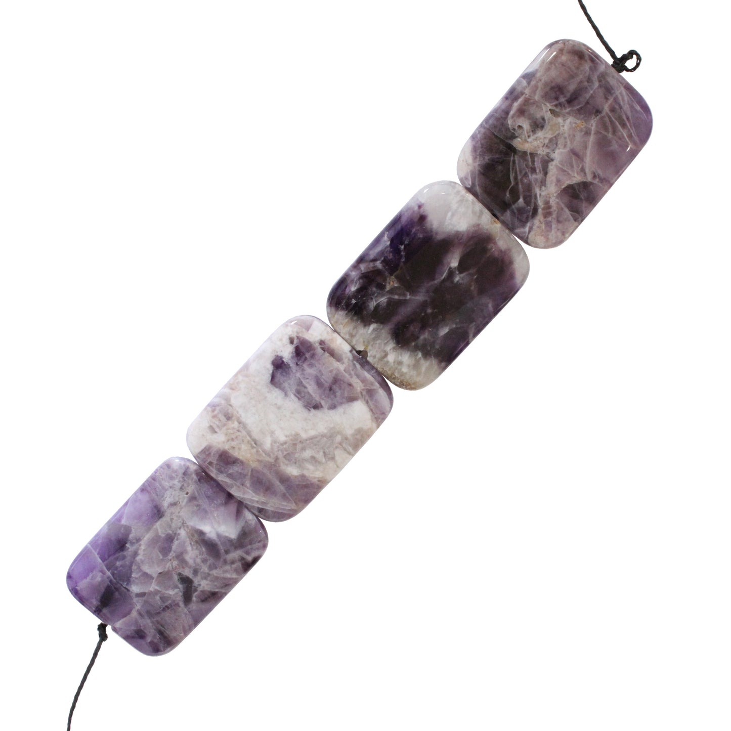 Dog Teeth Amethyst Rectangle Beads / 40x30x6mm / smooth polished natural stone focal bead