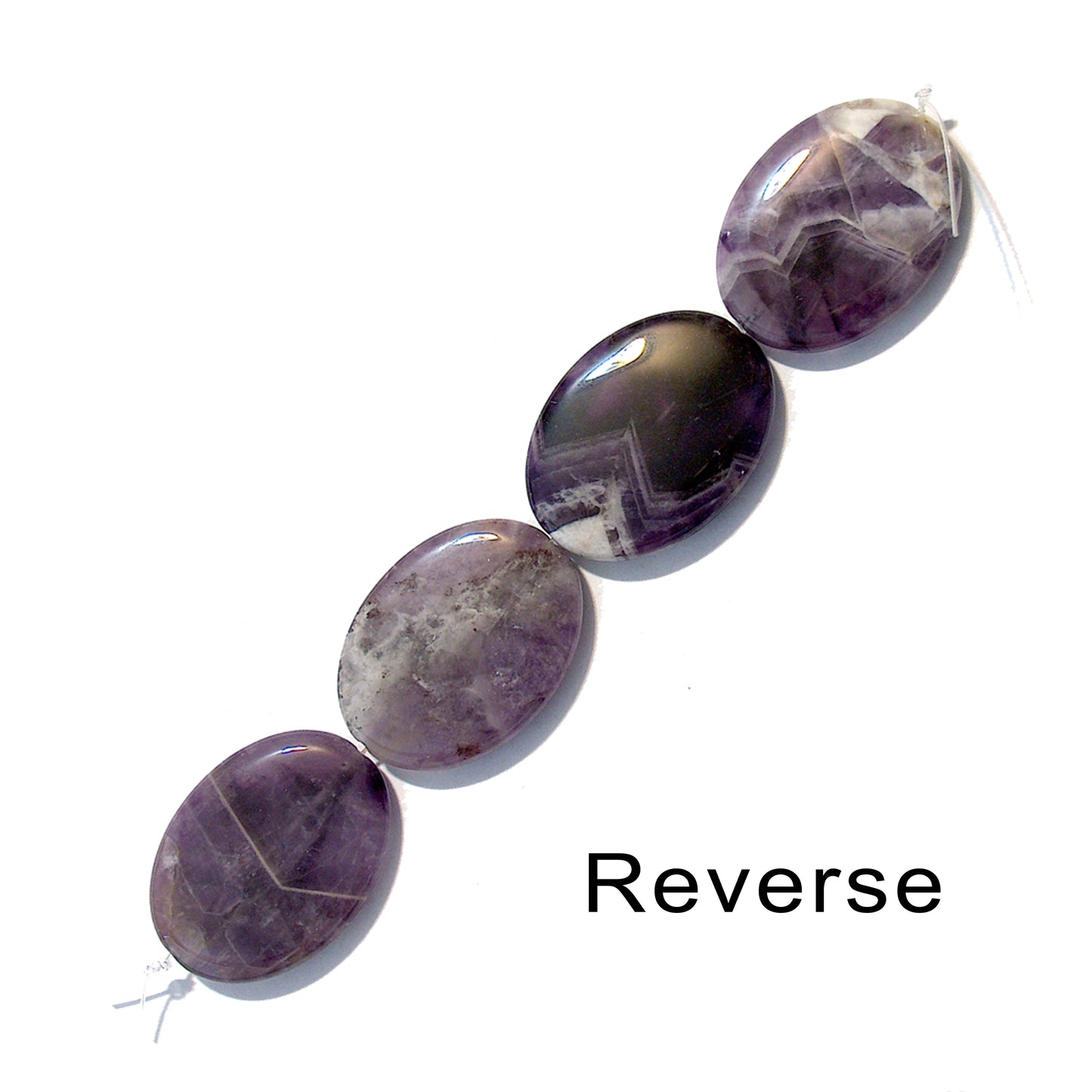 Dog Teeth Amethyst Oval Beads / 4 Bead Strand / 40x30x8mm / smooth polished natural stone focal bead