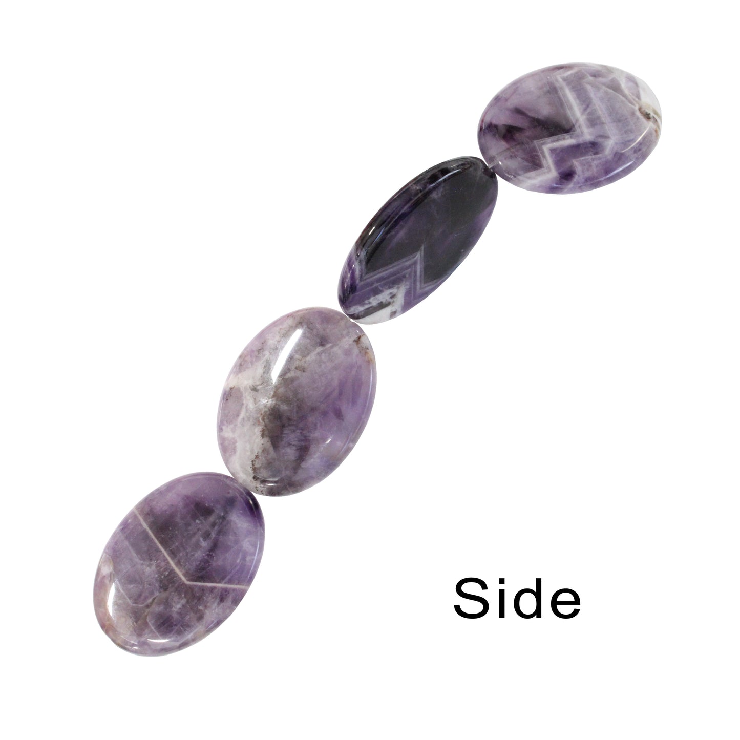 Dog Teeth Amethyst Oval Beads / 4 Bead Strand / 40x30x8mm / smooth polished natural stone focal bead