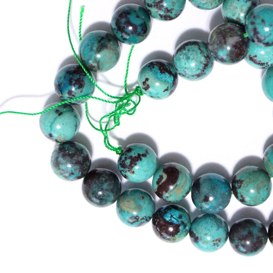 Natural African Turquoise Beads – 12mm Round / 16" Strand / smooth glossy jewelry stone beads