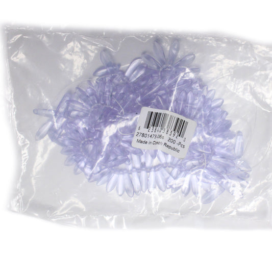 LIGHT PURPLE CLEAR Dagger Beads / 200 Pack / 15 x 6mm Czech glass jewelry beads
