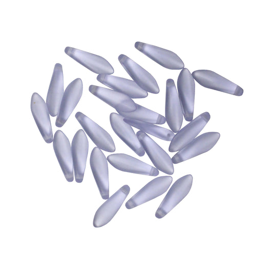 LIGHT PURPLE MATTE Dagger Beads / 25 Pack / 15 x 6mm Czech glass jewelry beads