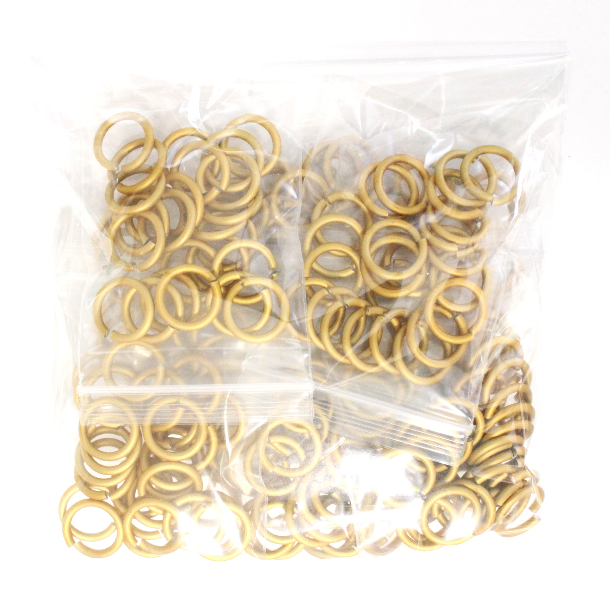 250 Pack - 10mm MATTE GOLD Aluminum Jump Rings - reverse view