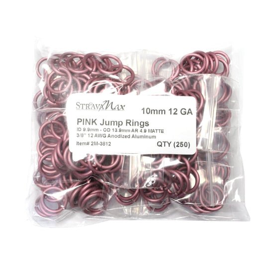 MATTE PINK 10mm 12 GA Jump Rings / 250 Pack