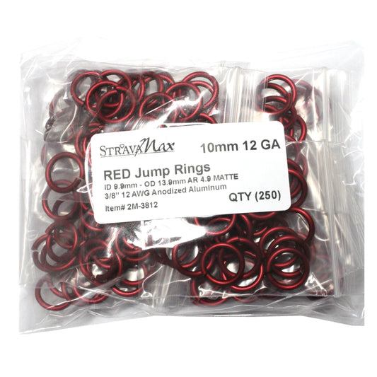 MATTE RED 10mm 12 GA Jump Rings / 250 Pack