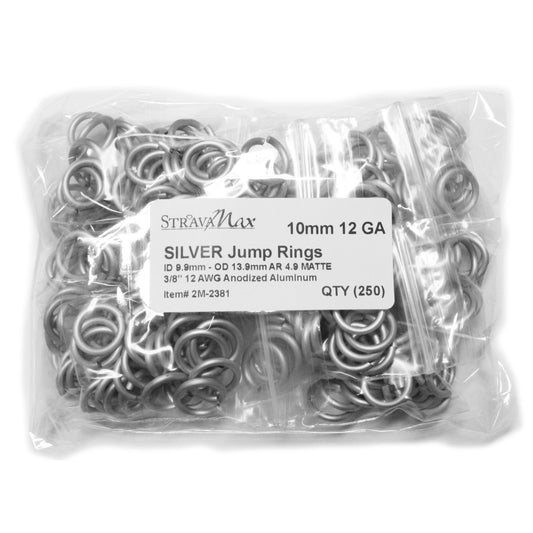 MATTE SILVER 10mm 12 GA Jump Rings - 250 Pack