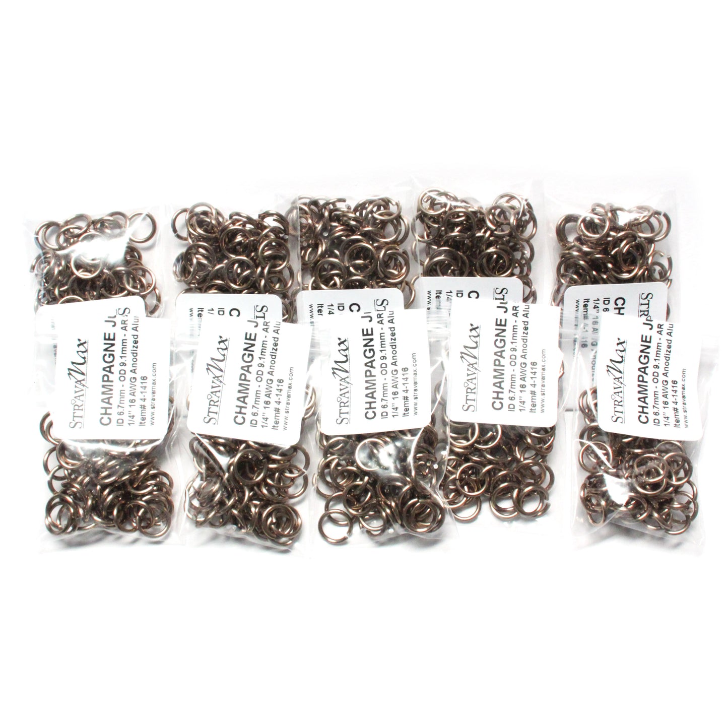 SHINY CHAMPAGNE 7mm 16 GA AWG Jump Rings / 50 Grams / sawcut round open anodized aluminum