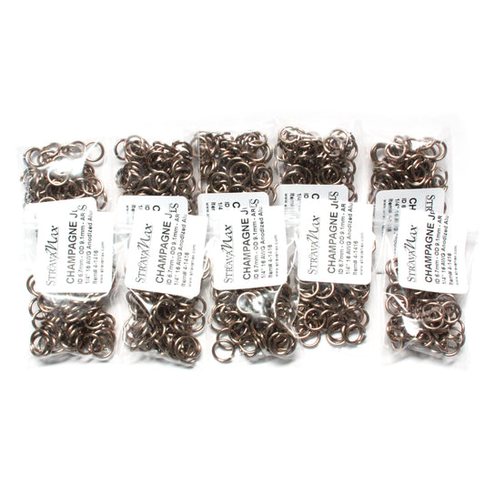 SHINY CHAMPAGNE 7mm 16 GA AWG Jump Rings / 50 Grams  / sawcut round open anodized aluminum