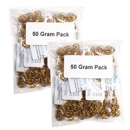 SHINY DARK GOLD 7mm 16 GA AWG Jump Rings / 100 Gram Pack / sawcut round open anodized aluminum / for chainmail jewelry