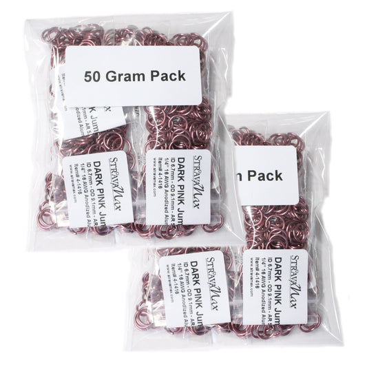 SHINY DARK PINK 7mm 16 GA AWG Jump Rings / sawcut round open anodized aluminum / 100 Gram Pack