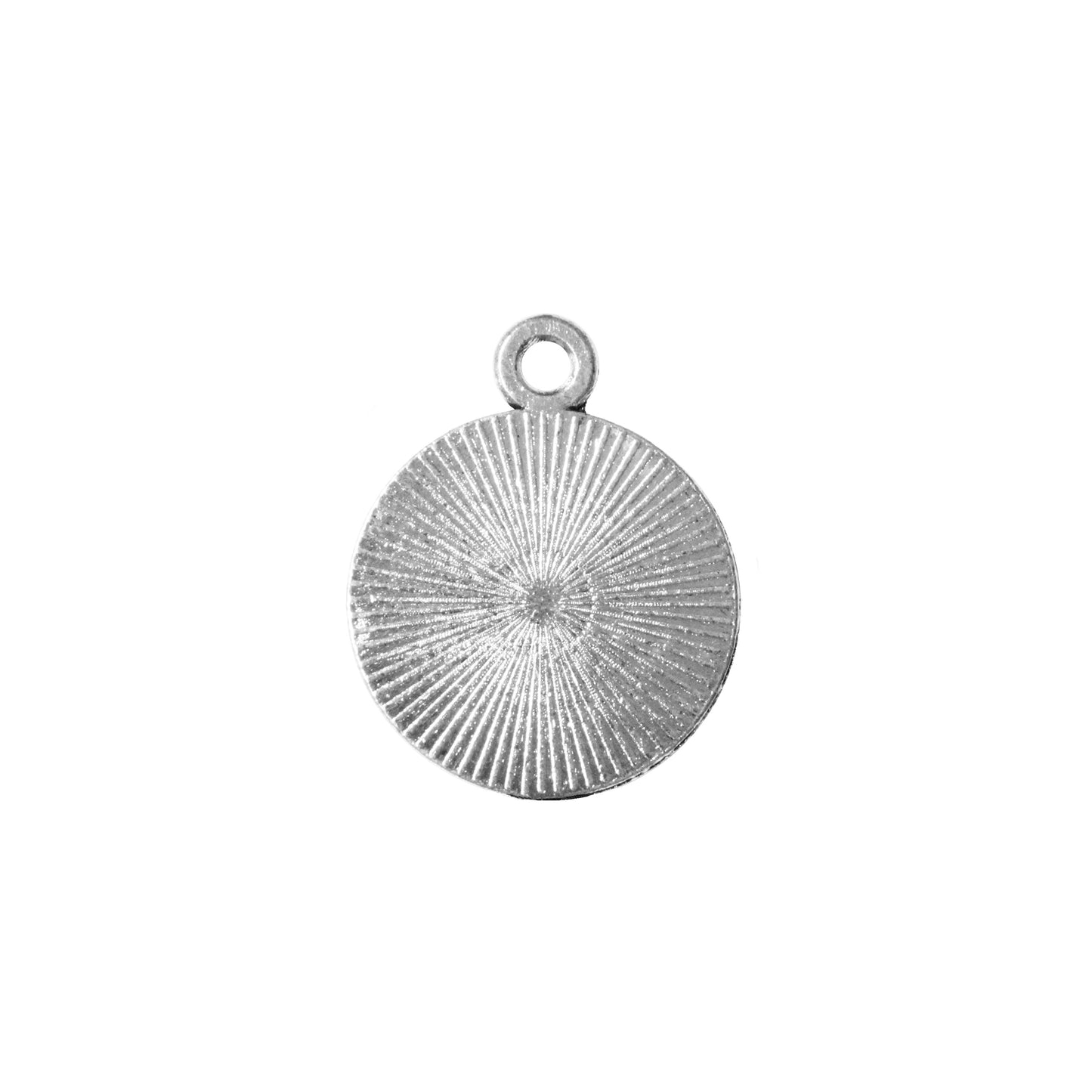 Radiant Round Bezel Charm / 14mm ID / antique silver finish / plated zinc alloy