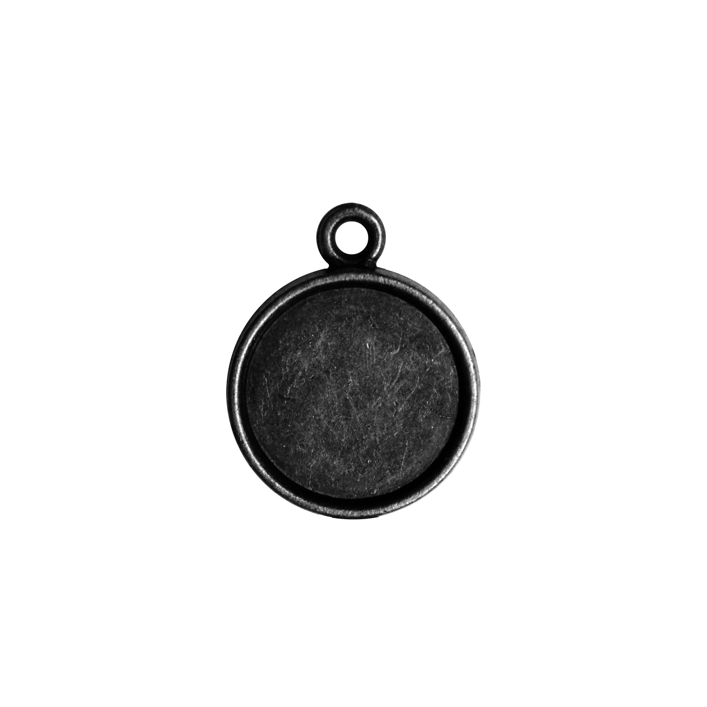Radiant Round Bezel Charm / 14mm ID / black finish / plated zinc alloy