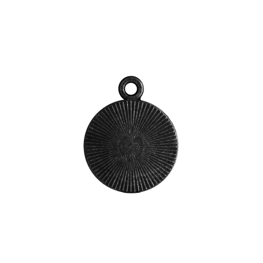 Radiant Round Bezel Charm / 14mm ID / black finish / plated zinc alloy