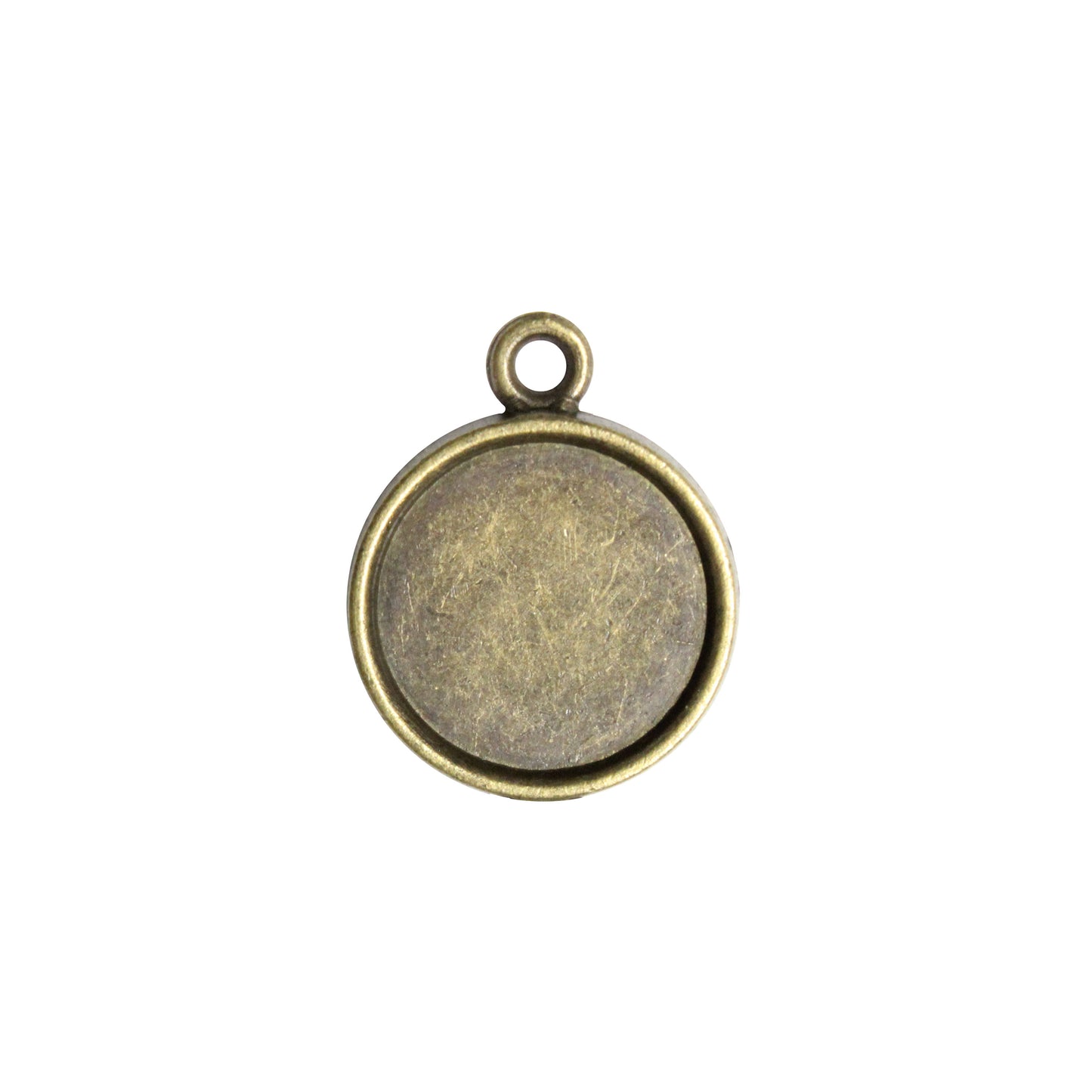 Radiant Round Bezel Charm / 14mm ID / antique bronze finish / plated zinc alloy
