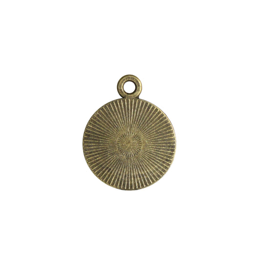 Radiant Round Bezel Charm / 14mm ID / antique bronze finish / plated zinc alloy