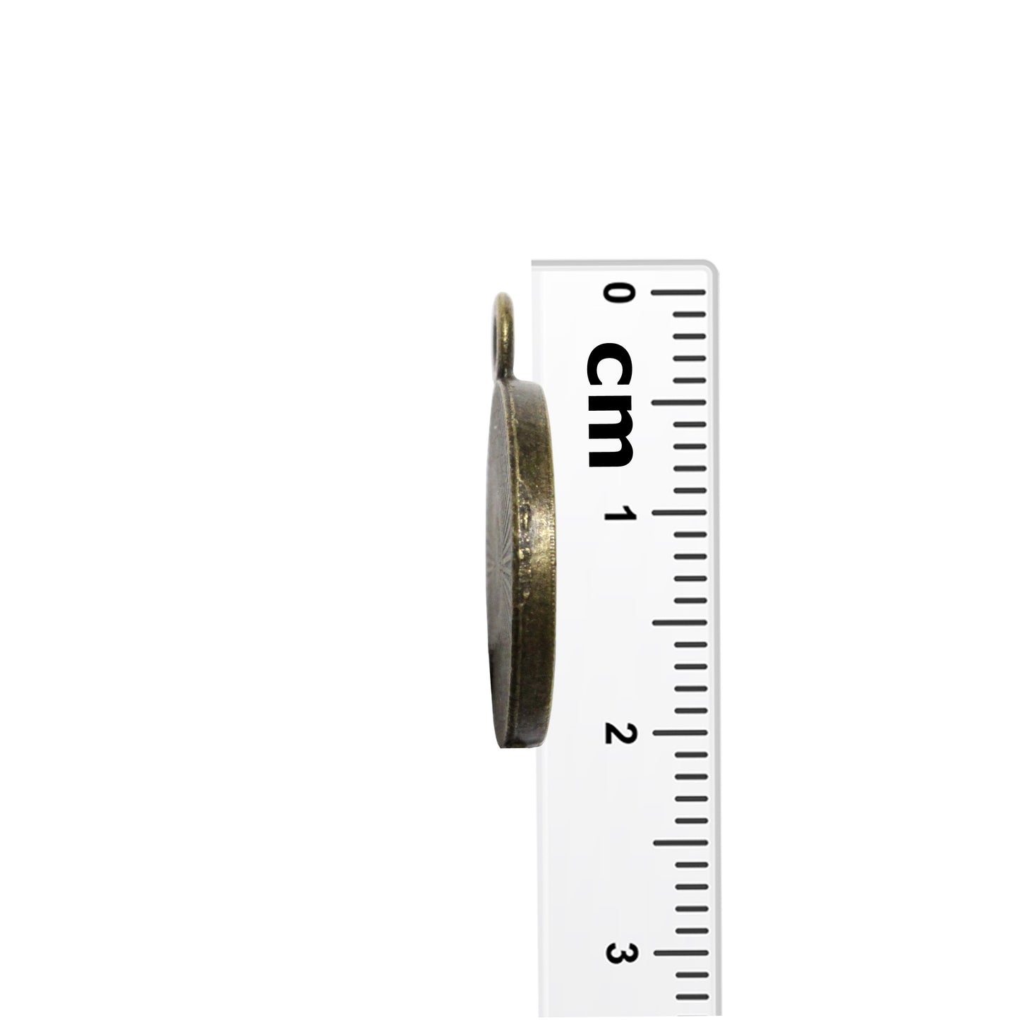 Radiant Round Bezel Charm / 14mm ID / antique bronze finish / plated zinc alloy