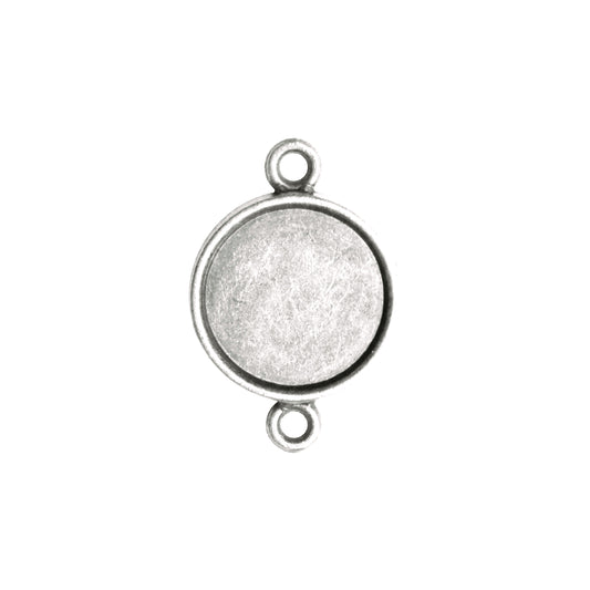Radiant Round Bezel Link / 14mm ID / antique silver finish / plated zinc alloy