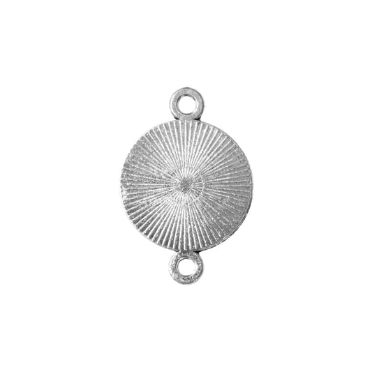 Radiant Round Bezel Link / 14mm ID / antique silver finish / plated zinc alloy