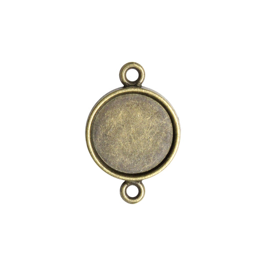 Radiant Round Bezel Link / 14mm ID / antique bronze finish / plated zinc alloy