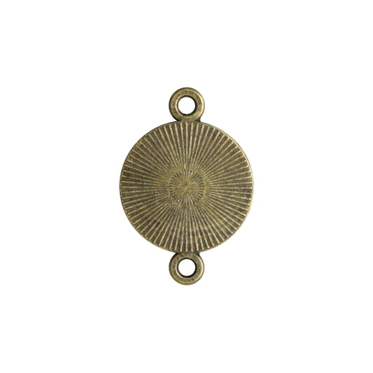 Radiant Round Bezel Link / 14mm ID / antique bronze finish / plated zinc alloy
