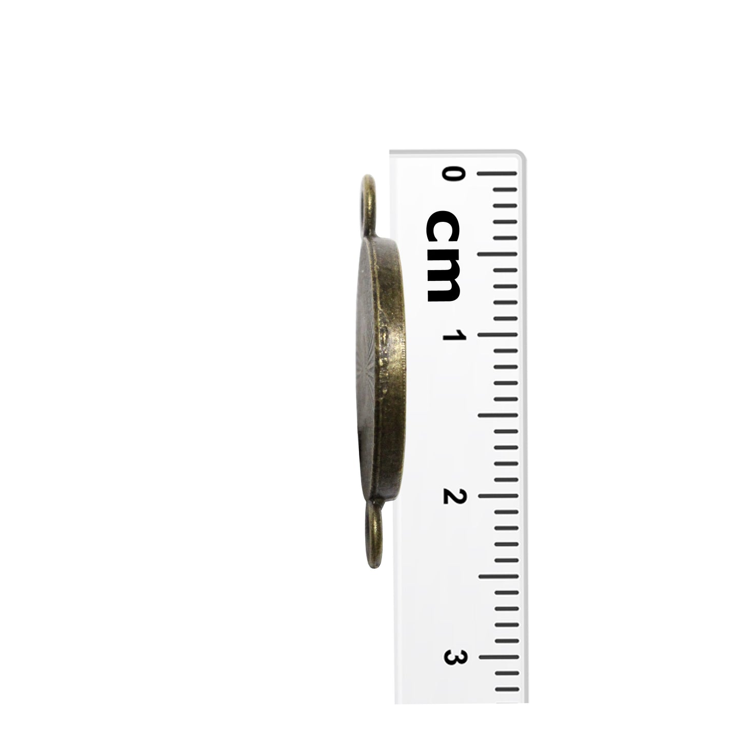 Radiant Round Bezel Link / 14mm ID / antique bronze finish / plated zinc alloy