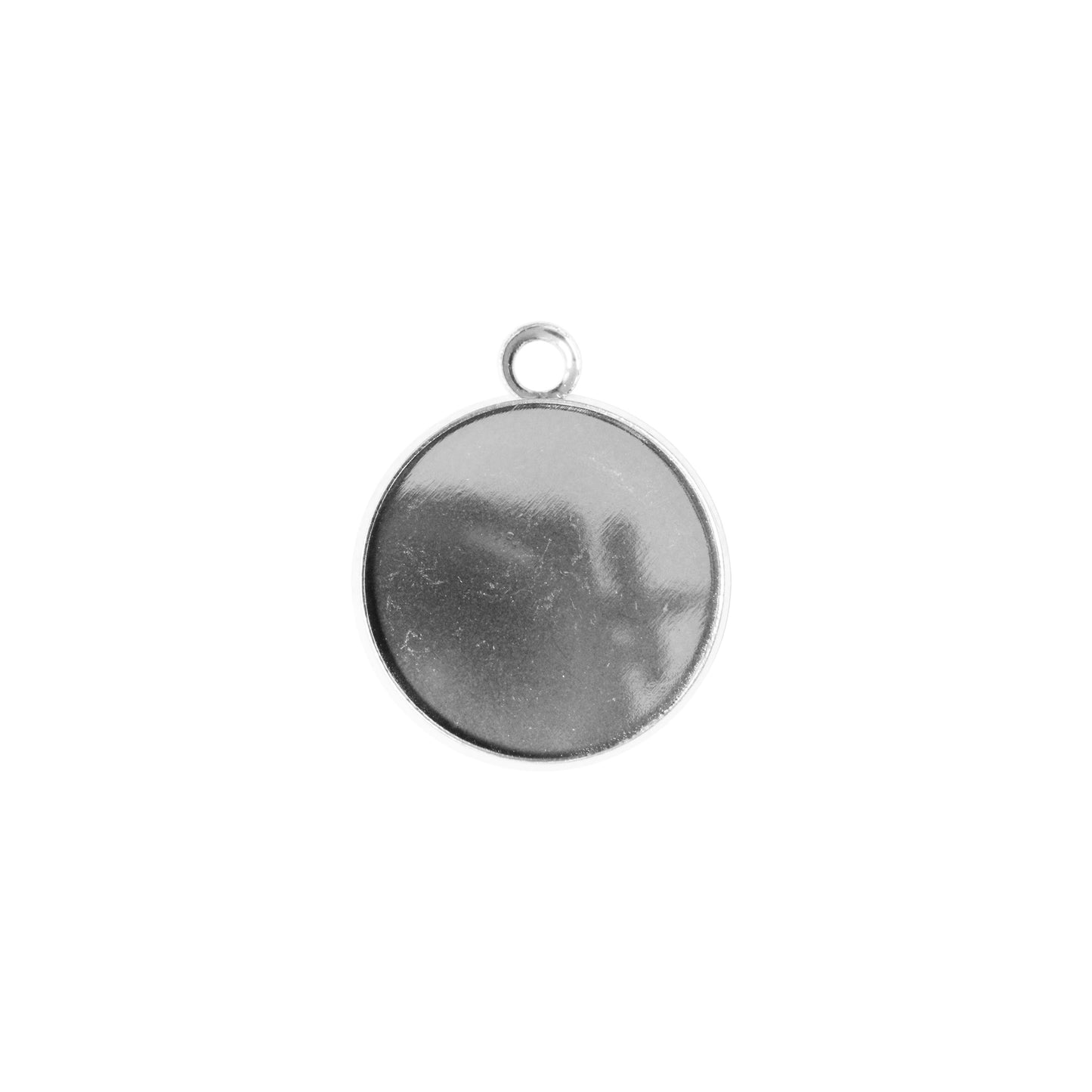Plain Round Bezel Charm / 14mm ID / bright silver finish / plated zinc alloy