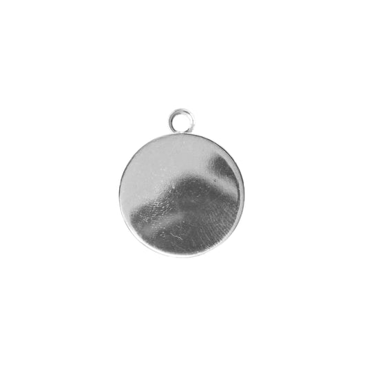 Plain Round Bezel Charm / 14mm ID / bright silver finish / plated zinc alloy