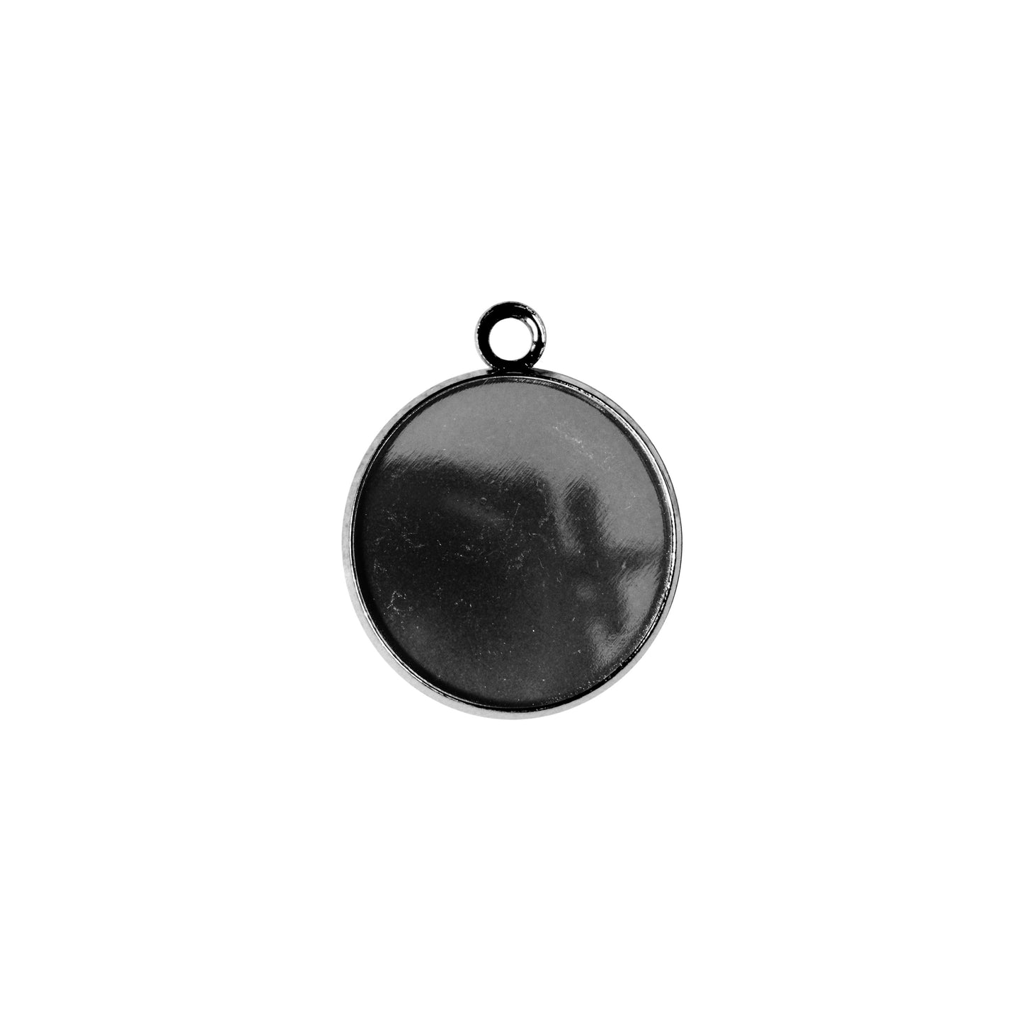 Plain Round Bezel Charm / 14mm ID / black finish / plated zinc alloy