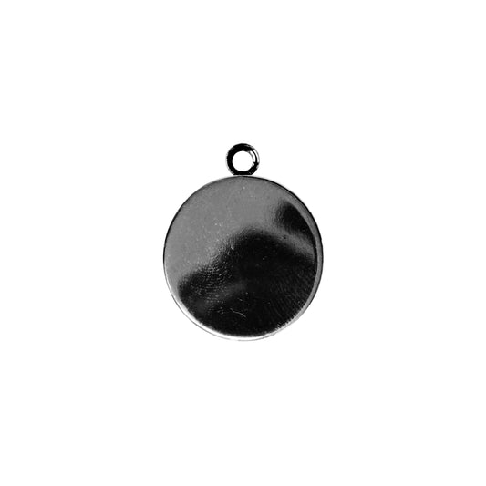 Plain Round Bezel Charm / 14mm ID / black finish / plated zinc alloy