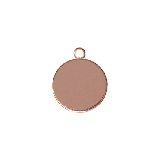 Plain Round Bezel Charm / 14mm ID / rose gold finish / plated zinc alloy