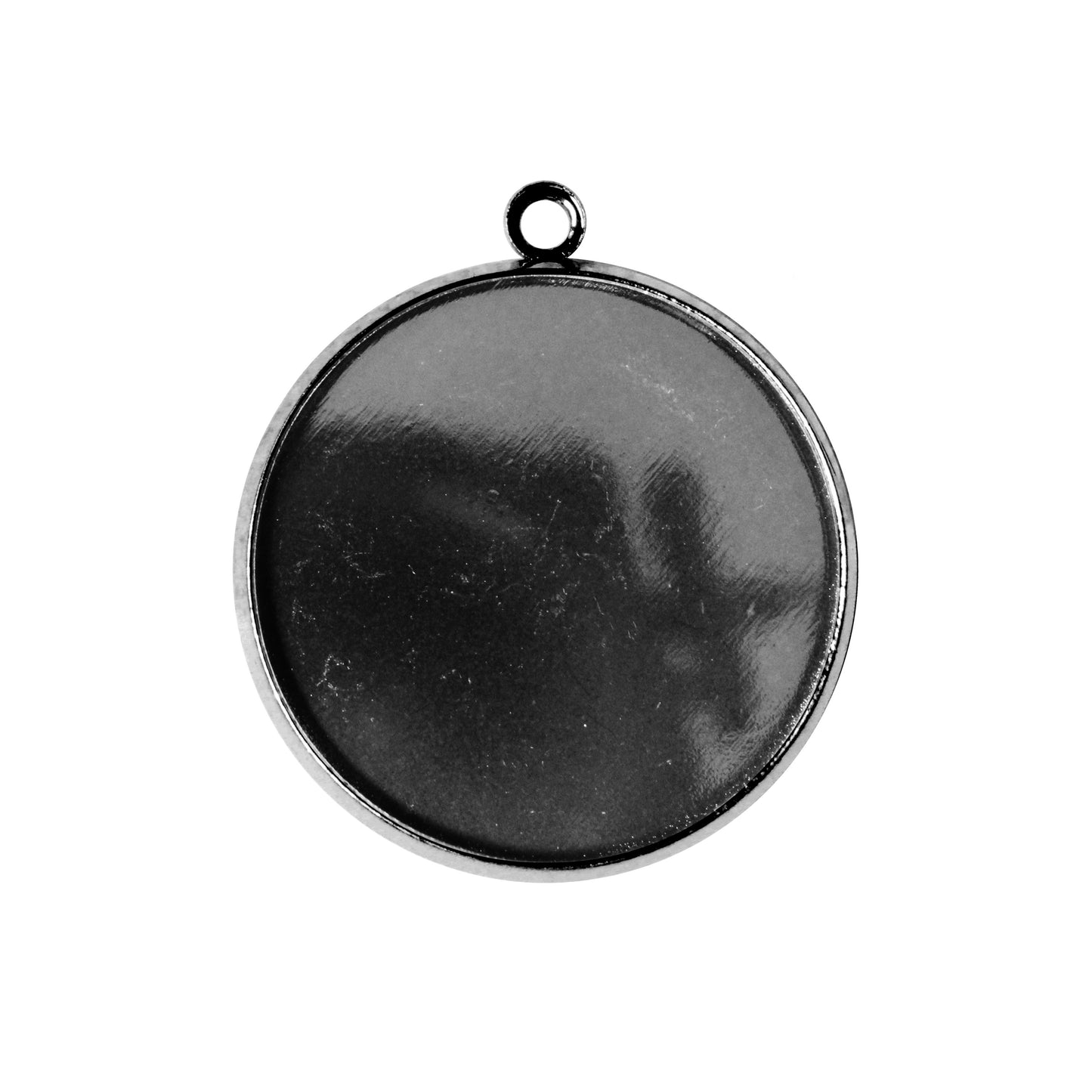 Plain Round Bezel Charm / 25mm ID / black finish / plated zinc alloy